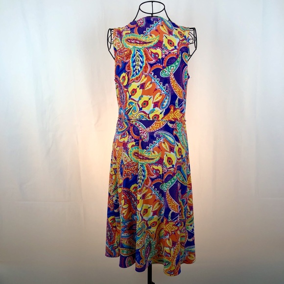 Ralph Lauren paisley faux wrap dress M - Picture 4 of 6